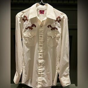 Chute #1 Slim Cream Embroidered Western Shirt